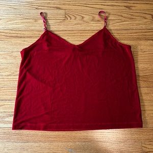 Red Velour Vintage Loose Fitting Tank Top